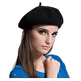 MAYMII Wool Black Beret Hat - French Beret -Solid Color Beret Cap for Women Girls