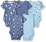 Hanes Ultimate Baby Flexy 5 Pack Short Sleeve Bodysuits, Sky, 12-18 Months