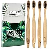 4 Count I Bamboo Toothbrush I Soft Bristles Best for Sensitive Gums I Charcoal I Vegan I Natural Wood I BPA Fee I Recyclable I Compostable I Biodegradable | Environmentally Friendly | by EveEco