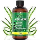 IQ Natural Aloe Vera Gel - 100 Percent Pure Organic Unscented Aloe Vera Gel for Face, Skin Care, Hair & Sunburn Relief - Organic Aloe Vera Gel Cold Pressed - (8oz)